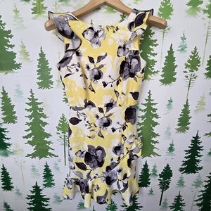 Floral Yellow and Black Donna Morgan Dress
